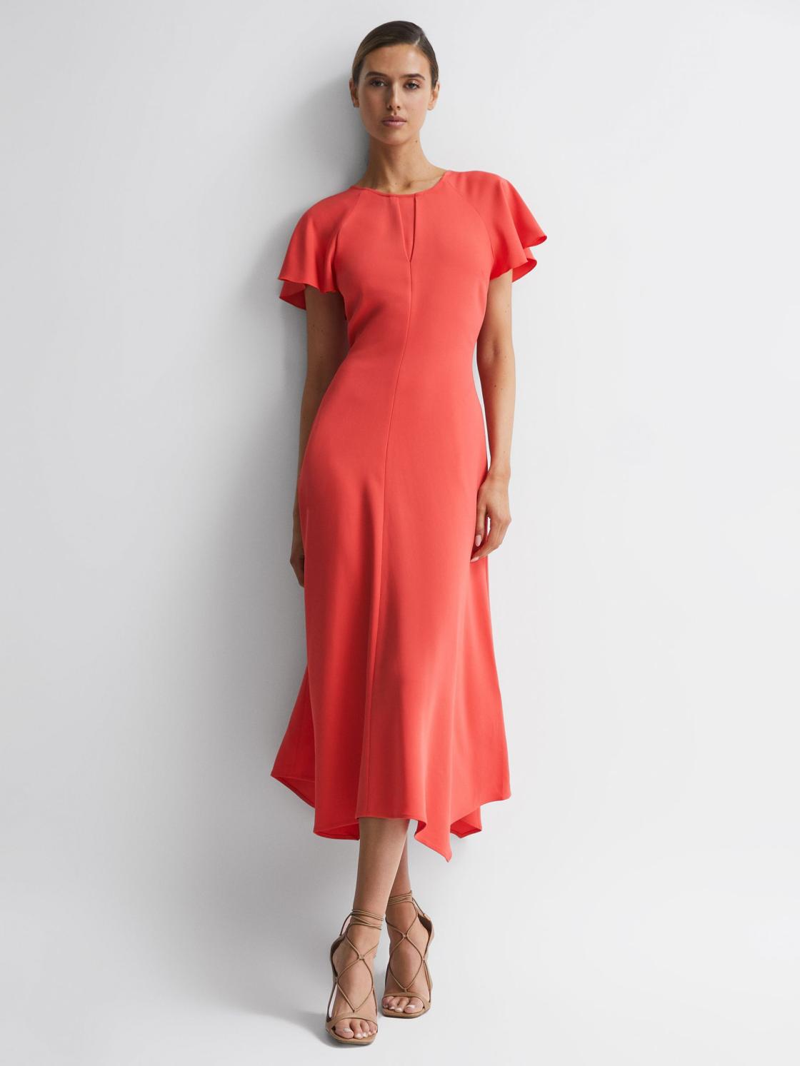 Reiss Dresses | Eleni Cap Sleeve Maxi Dress Coral - Women