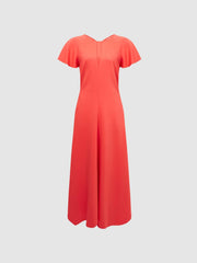 Reiss Dresses | Eleni Cap Sleeve Maxi Dress Coral - Women