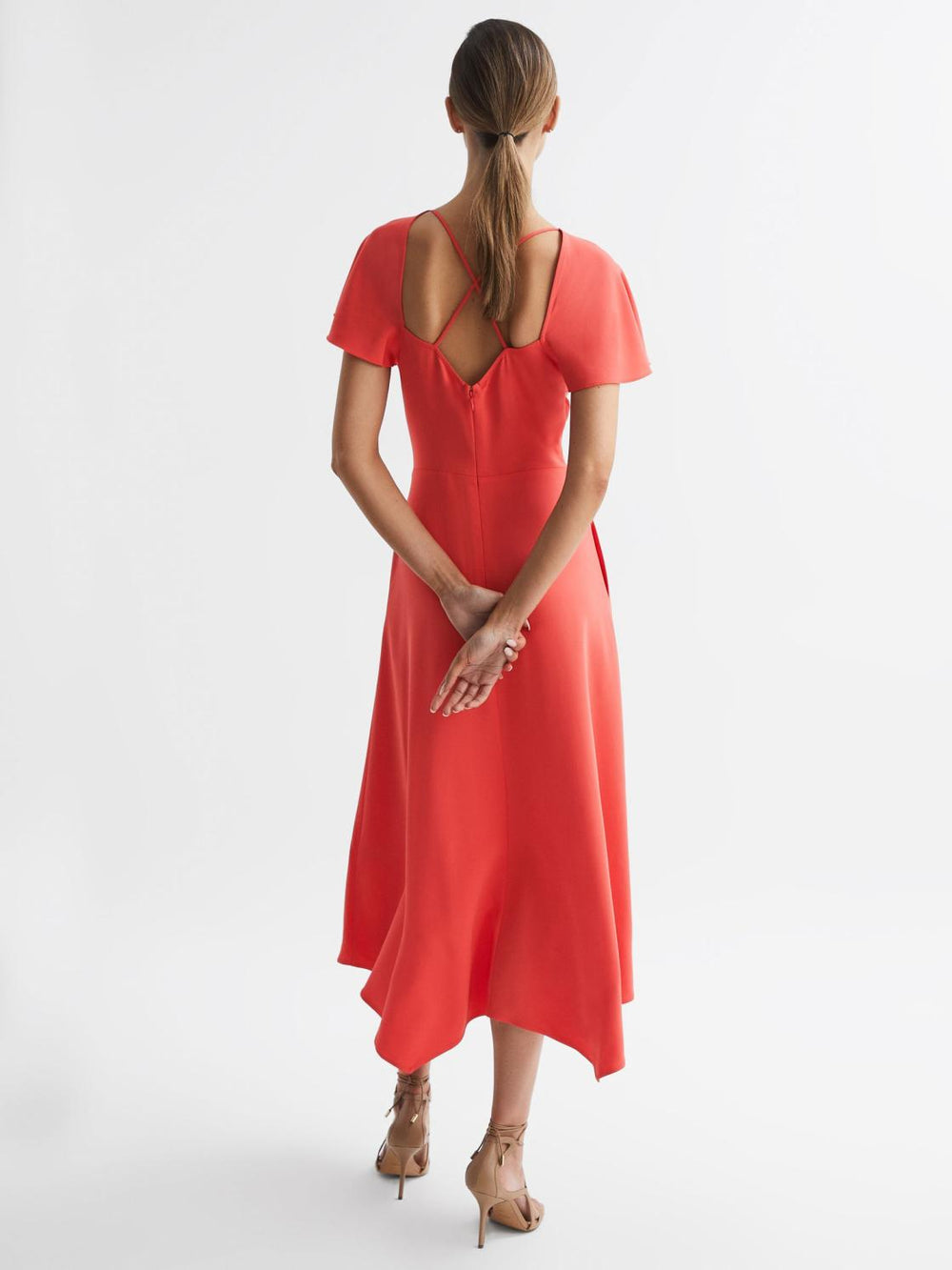 Reiss Dresses | Eleni Cap Sleeve Maxi Dress Coral - Women