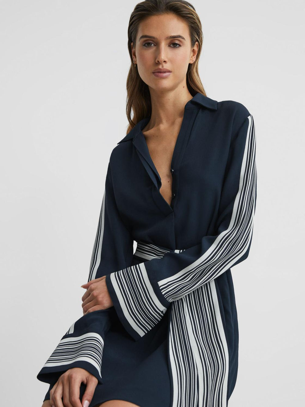 Reiss Dresses | Ellie Side Stripe Mini Dress Navy - Women