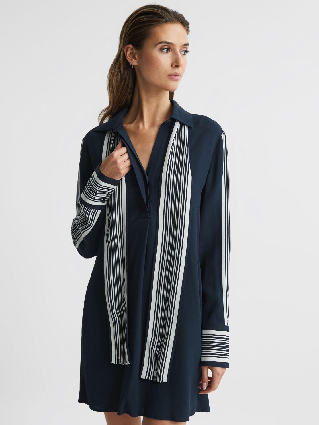 Reiss Dresses | Ellie Side Stripe Mini Dress Navy - Women