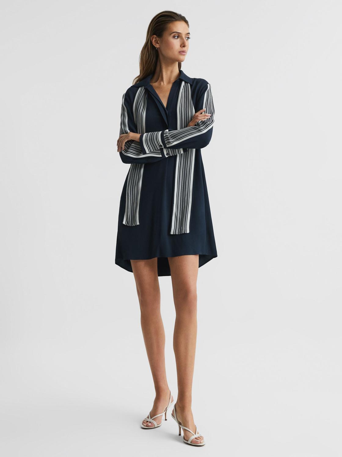 Reiss Dresses | Ellie Side Stripe Mini Dress Navy - Women