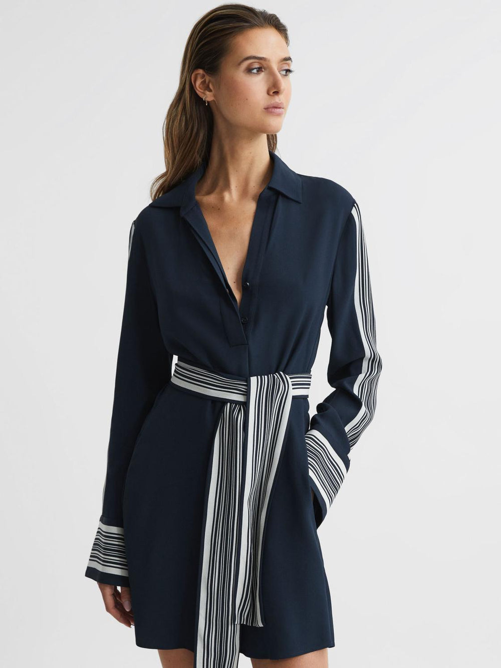 Reiss Dresses | Ellie Side Stripe Mini Dress Navy - Women