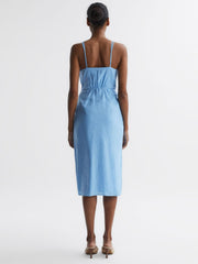Reiss Dresses | Esme Linen Side Tie Midi Dress Aqua - Women