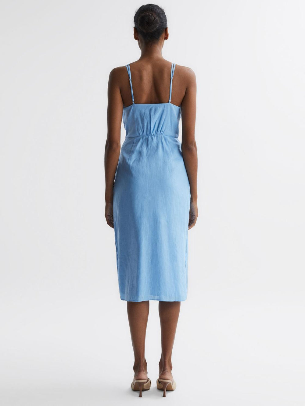 Reiss Dresses | Esme Linen Side Tie Midi Dress Blue - Women