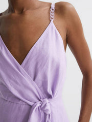 Reiss Dresses | Esme Linen Side Tie Midi Dress Lilac - Women