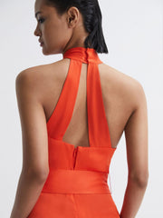 Reiss Dresses | Evelyn Fitted Halter Neck Midi Dress Blue - Women