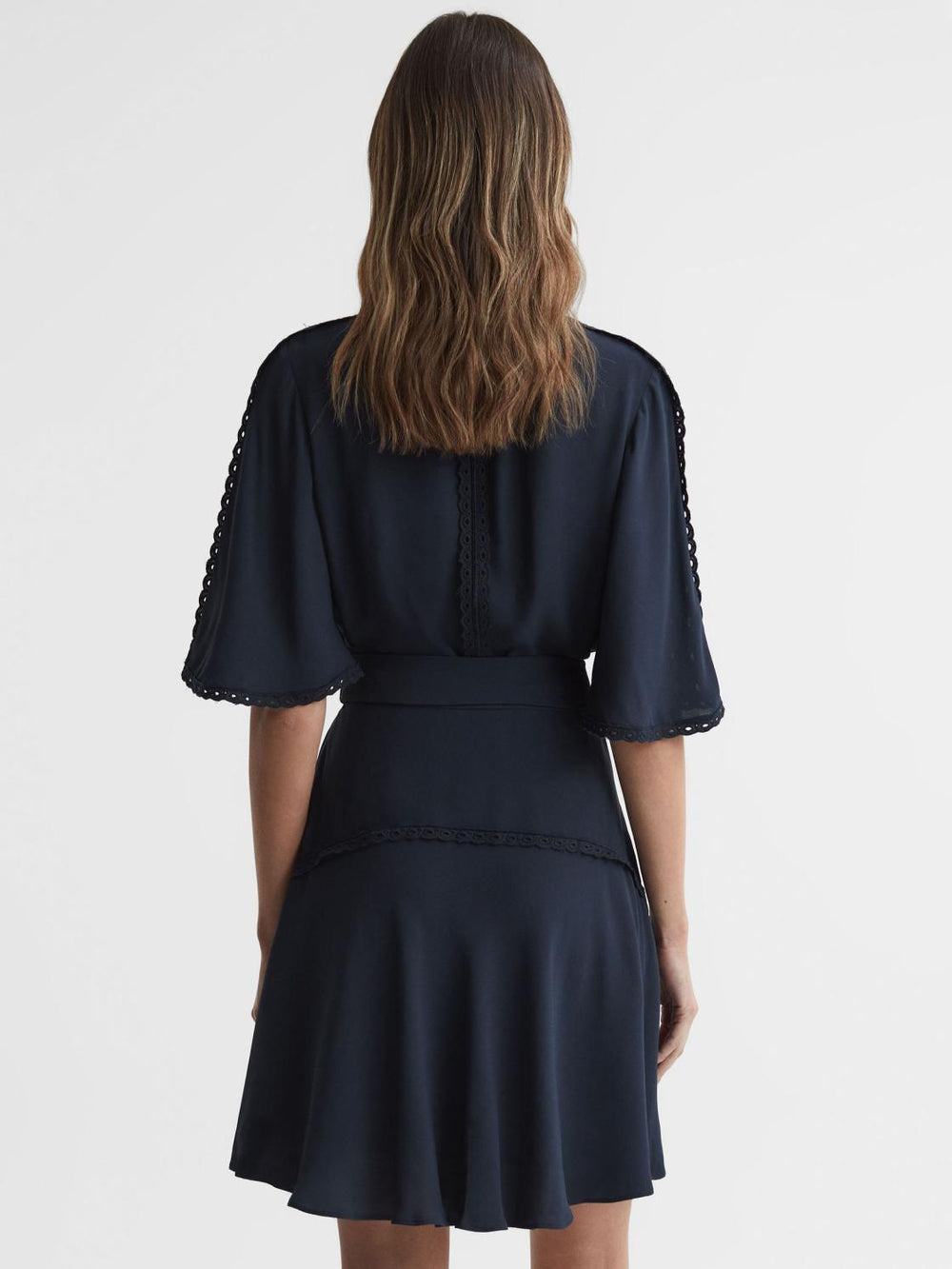 Reiss Dresses | Felicity High Neck Lace Mini Dress Ivory - Women