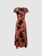 Reiss Dresses | Floella Floral Printed Midi Dress Blush/black - Women