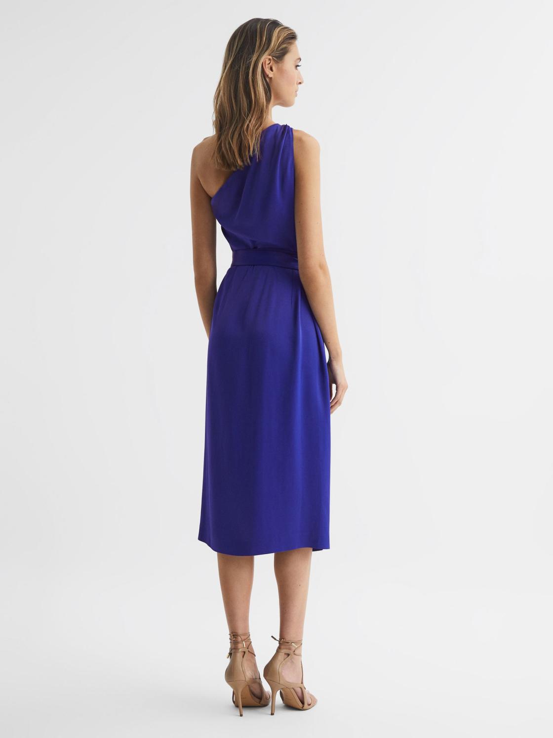 Reiss Dresses | Flora Off-The-Shoulder Satin Midi Dress Purple - Women