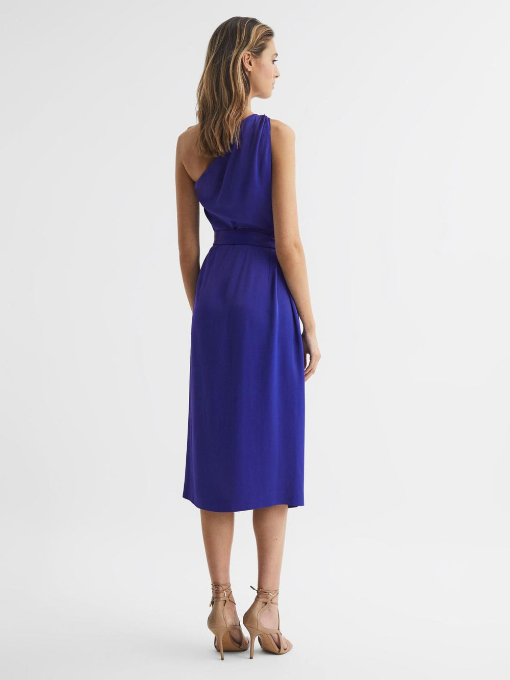 Reiss Dresses | Flora Off-The-Shoulder Satin Midi Dress Purple - Women