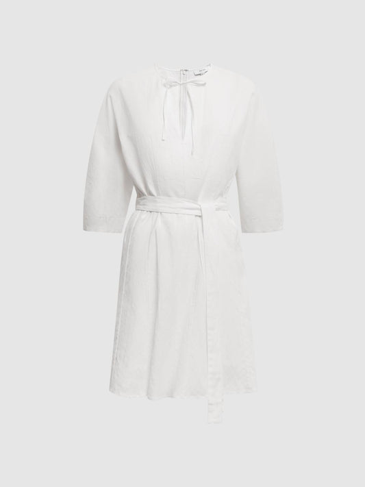 Reiss Dresses | Freida Relaxed Fit Self-Tie Mini Dress Cream - Women