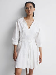 Reiss Dresses | Freida Relaxed Fit Self-Tie Mini Dress Cream - Women