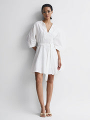 Reiss Dresses | Freida Relaxed Fit Self-Tie Mini Dress Cream - Women