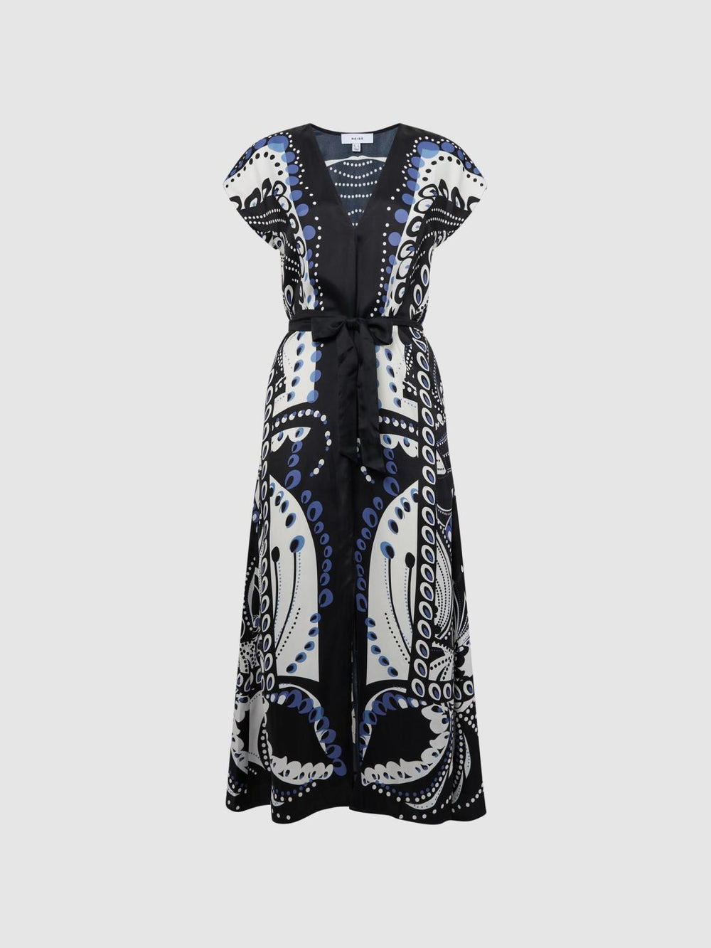 Reiss Dresses | Freja Scarf Printed Midi Dress Navy/white - Women