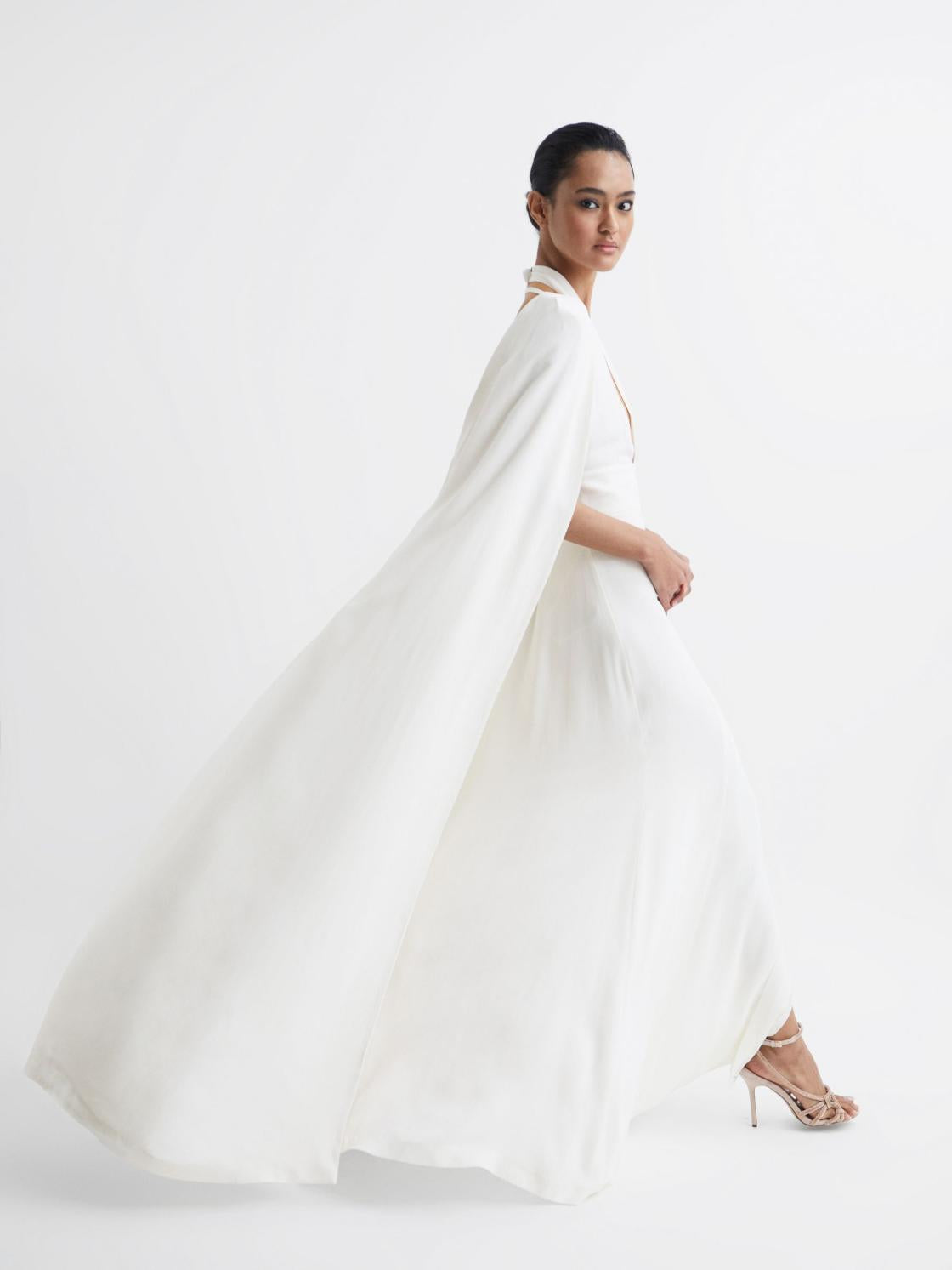 Reiss Dresses | Grace Maxi Dress With Cape White - Women