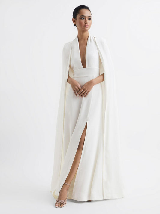 Reiss Dresses | Grace Maxi Dress With Cape White - Women