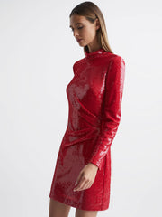Reiss Dresses | Halston - Emely Halston Sequin Mini Dress Red - Women