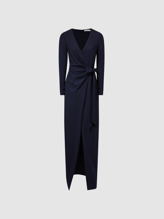 Reiss Dresses | Halston - Jasmine Halston Front Slip Maxi Gown Midnight Navy - Women