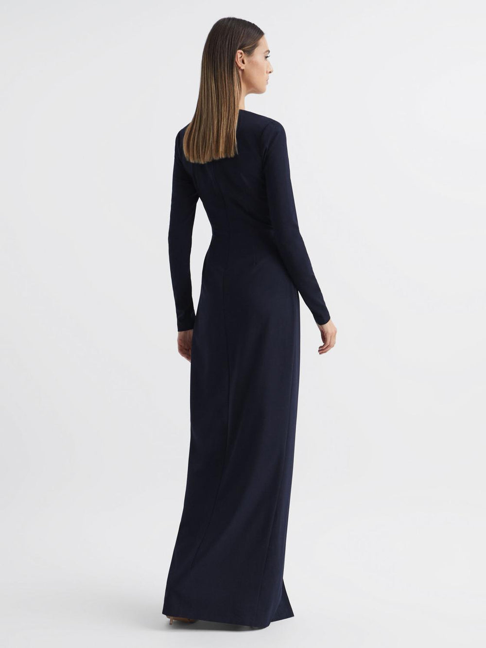 Reiss Dresses | Halston - Jasmine Halston Front Slip Maxi Gown Midnight Navy - Women