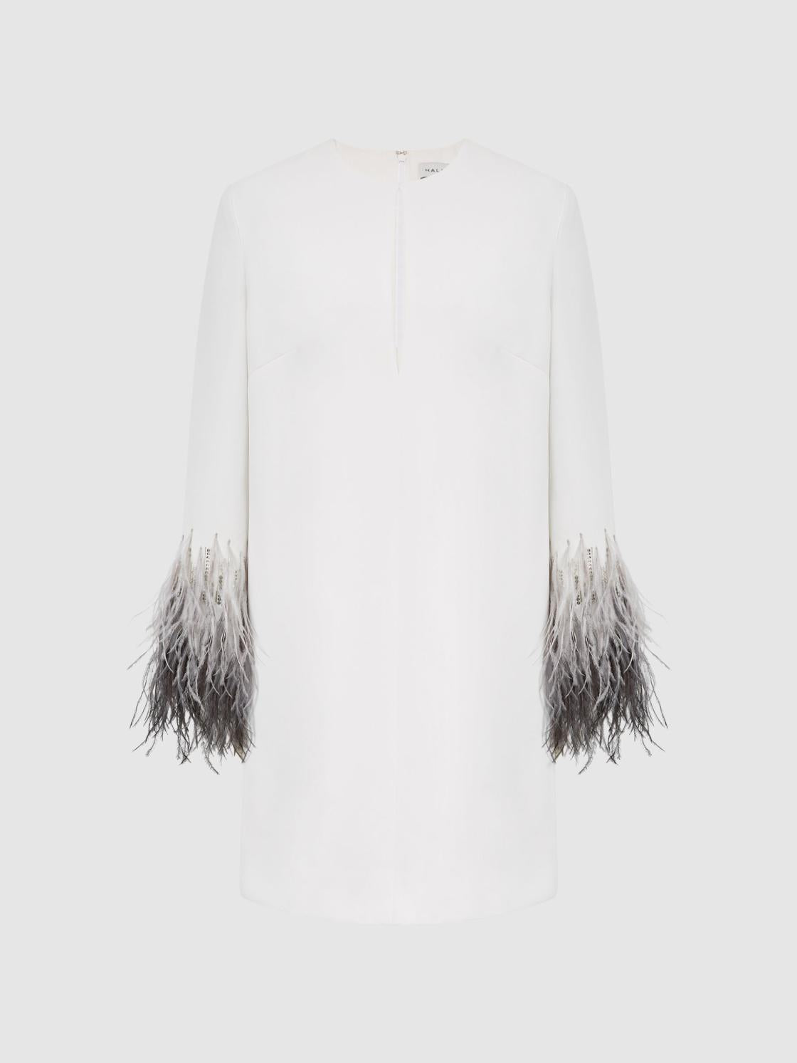 Reiss Dresses | Halston - Kendall Halston Tailored Feather Sleeve Mini Dress White - Women