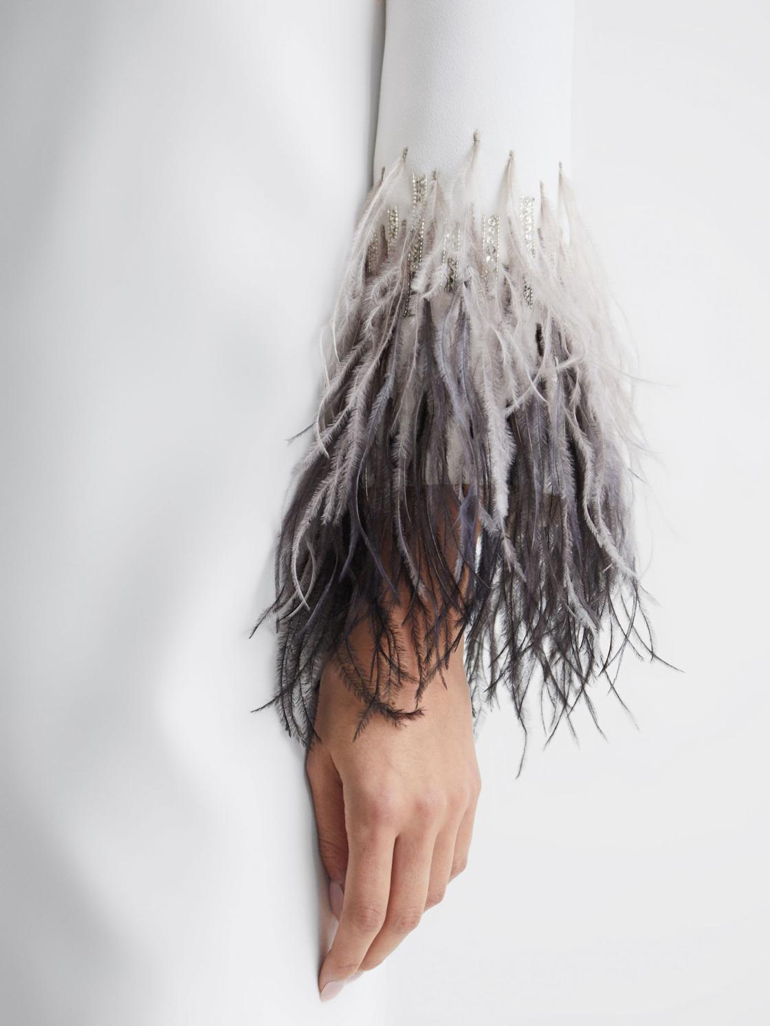 Reiss Dresses | Halston - Kendall Halston Tailored Feather Sleeve Mini Dress White - Women