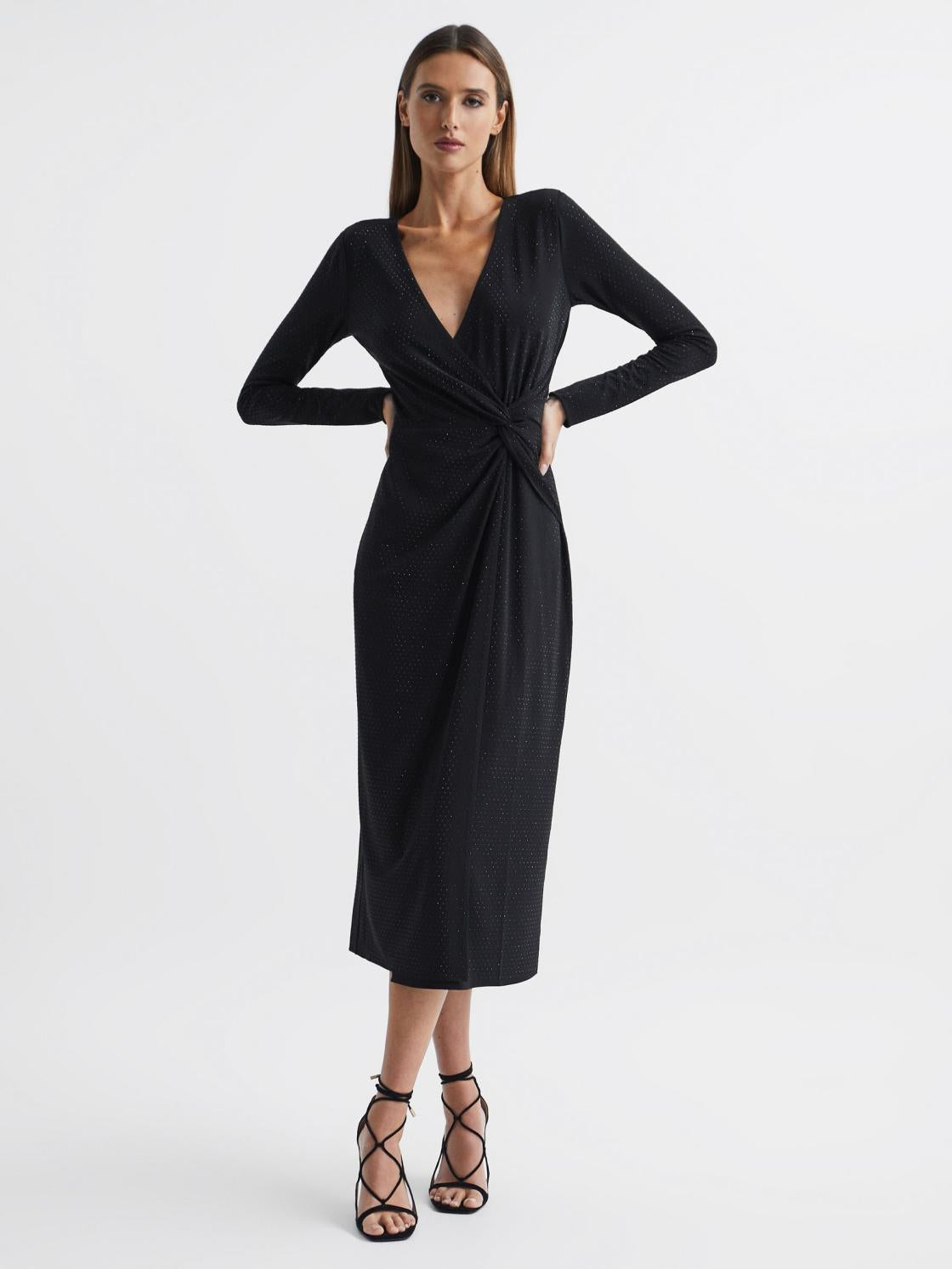 Reiss Dresses | Halston - Tenaya Halston Crystal Jersey Midi Dress Black - Women