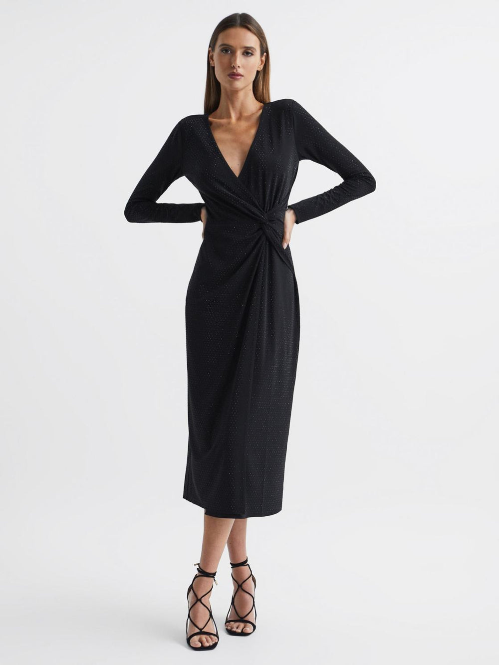 Reiss Dresses | Halston - Tenaya Halston Crystal Jersey Midi Dress Black - Women