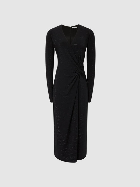 Reiss Dresses | Halston - Tenaya Halston Crystal Jersey Midi Dress Black - Women