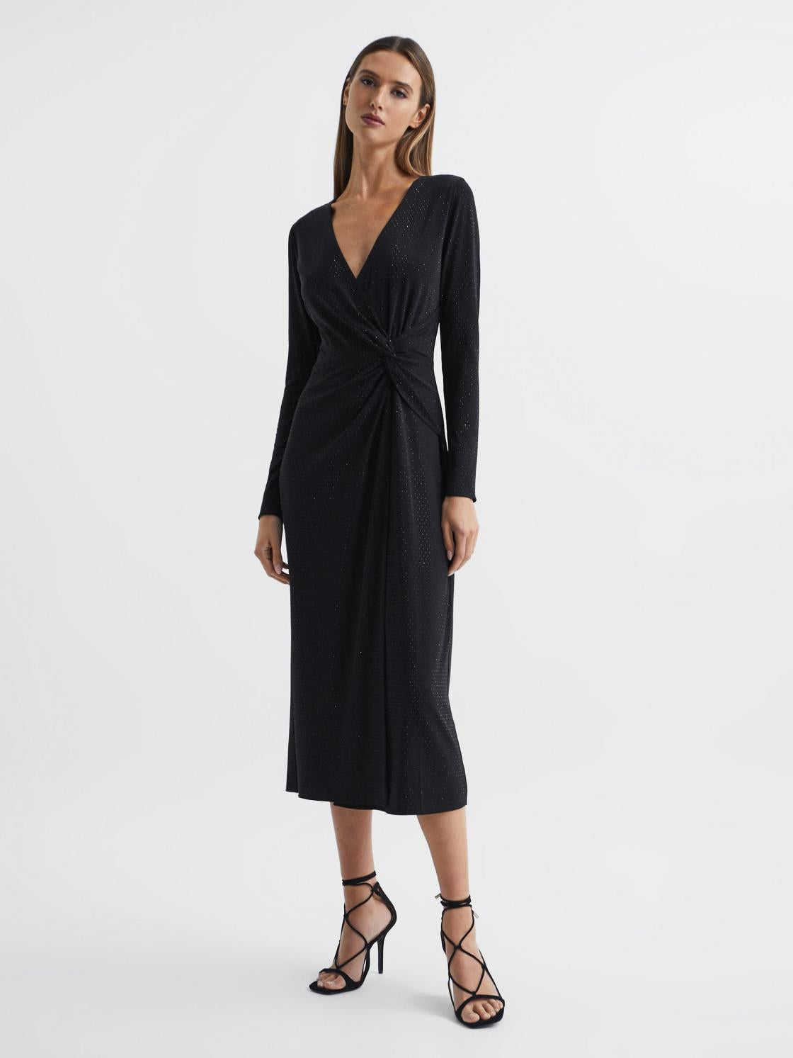 Reiss Dresses | Halston - Tenaya Halston Crystal Jersey Midi Dress Black - Women