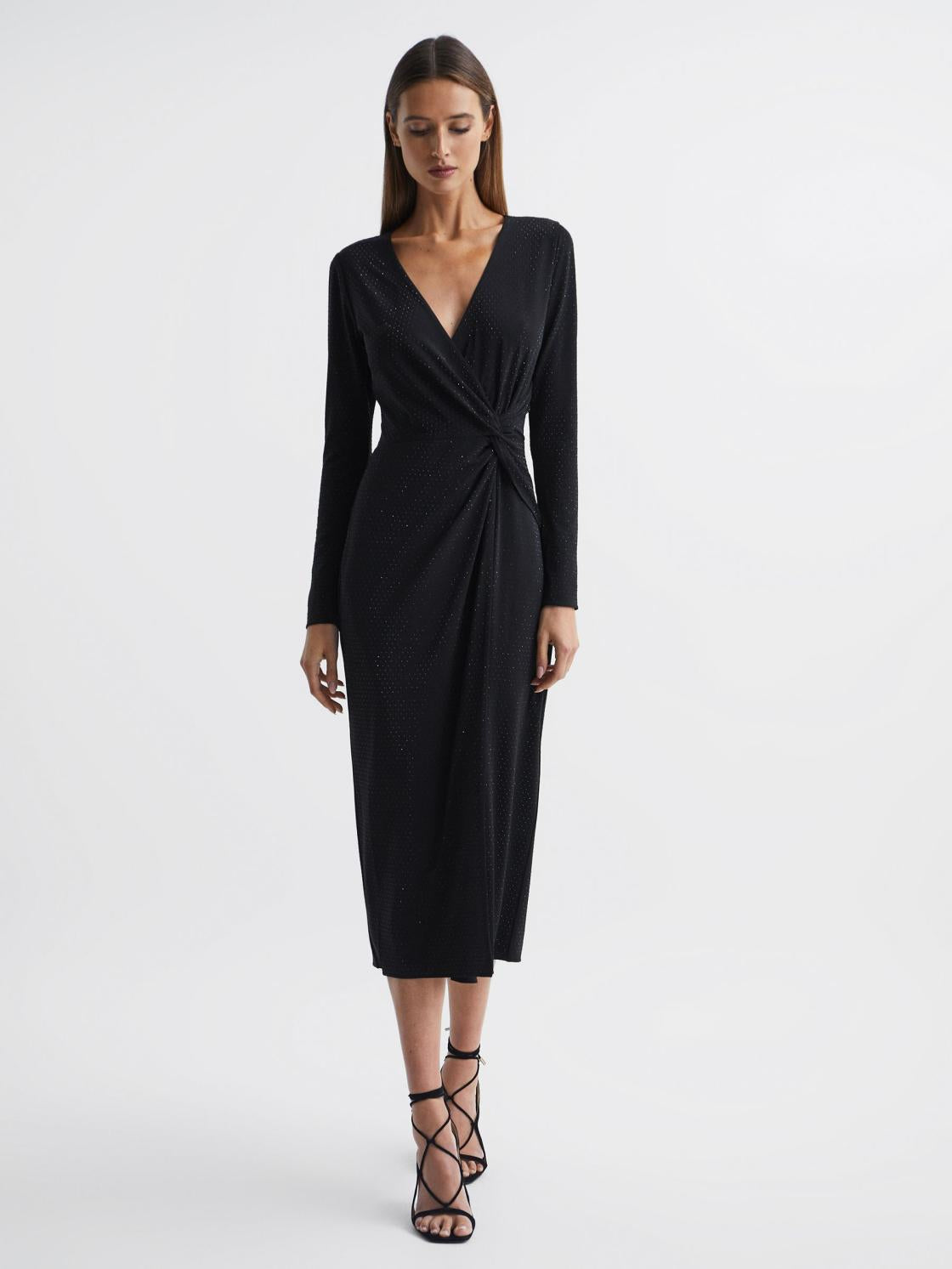 Reiss Dresses | Halston - Tenaya Halston Crystal Jersey Midi Dress Black - Women