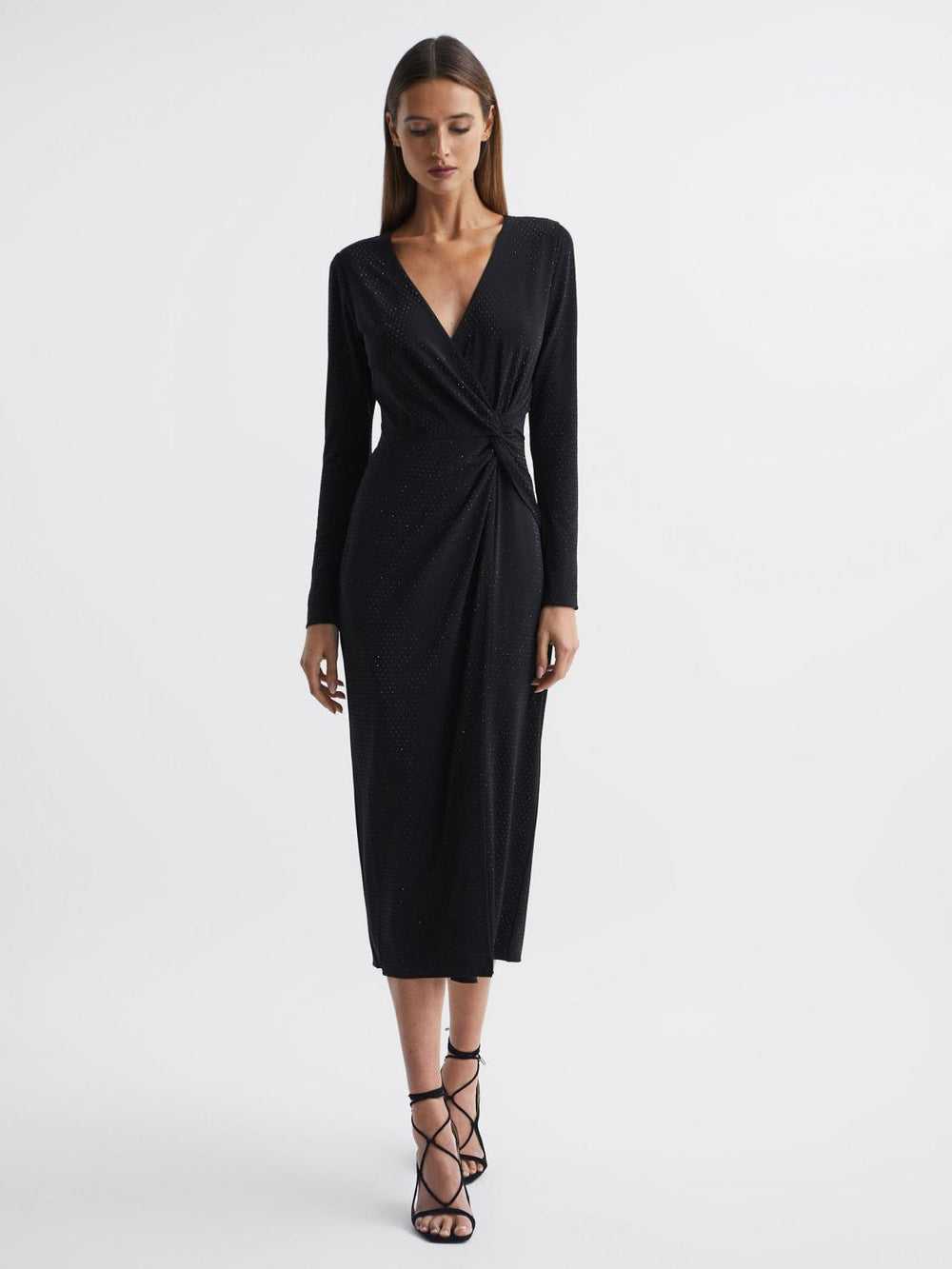 Reiss Dresses | Halston - Tenaya Halston Crystal Jersey Midi Dress Black - Women