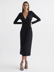 Reiss Dresses | Halston - Tenaya Halston Crystal Jersey Midi Dress Black - Women