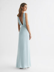 Reiss Dresses | Ida Cowl Neck Bridesmaid Maxi Dress Green - Women