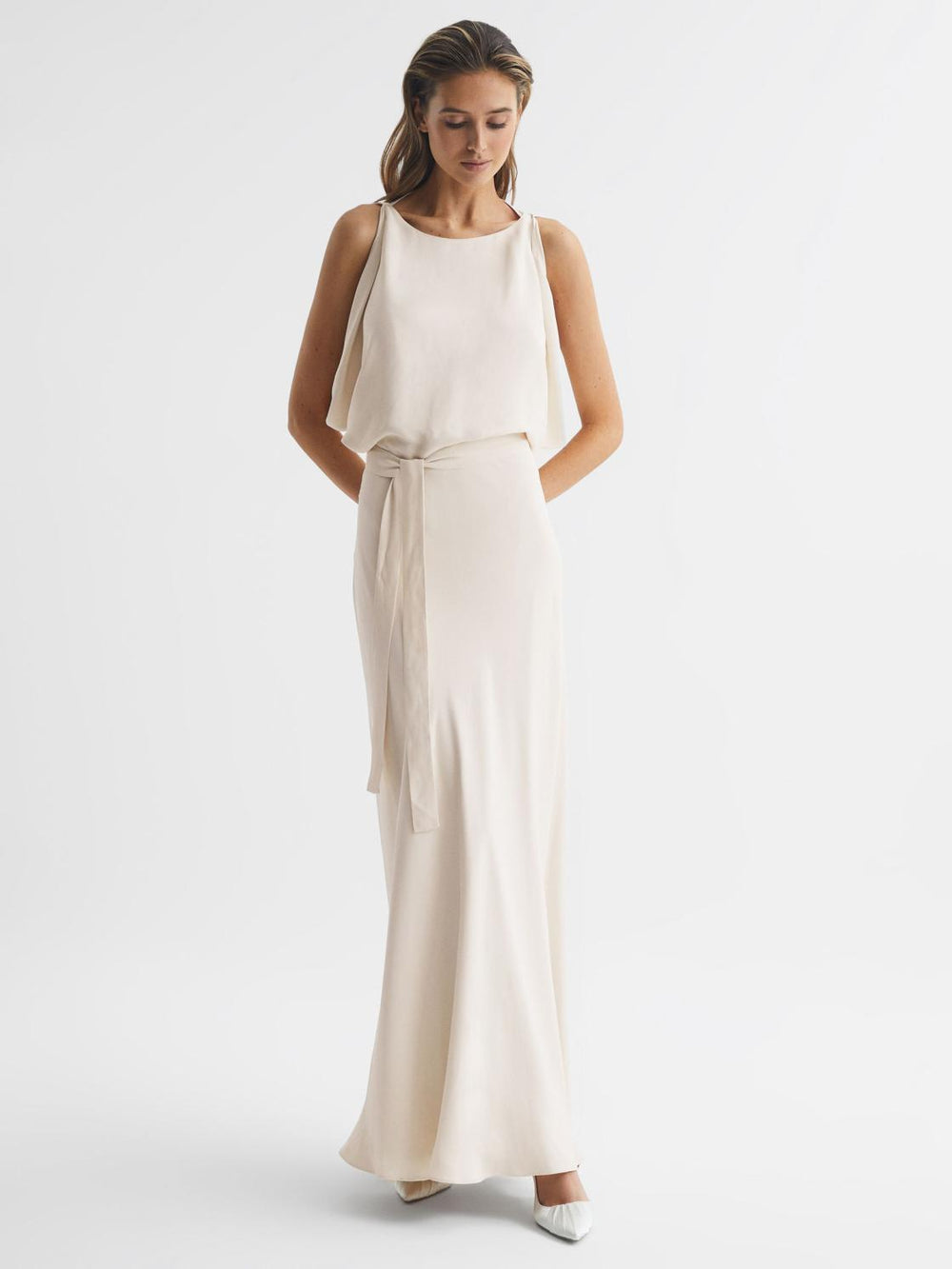 Reiss Dresses | Ida Cowl Neck Bridesmaid Maxi Dress Ivory - Women