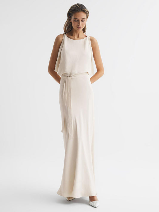 Reiss Dresses | Ida Cowl Neck Bridesmaid Maxi Dress Ivory - Women