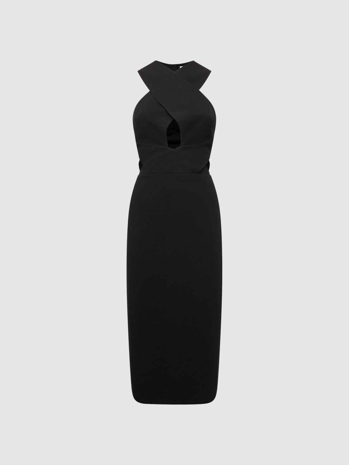 Reiss Dresses | Inez Bodycon Cut-Out Midi Dress Black - Women