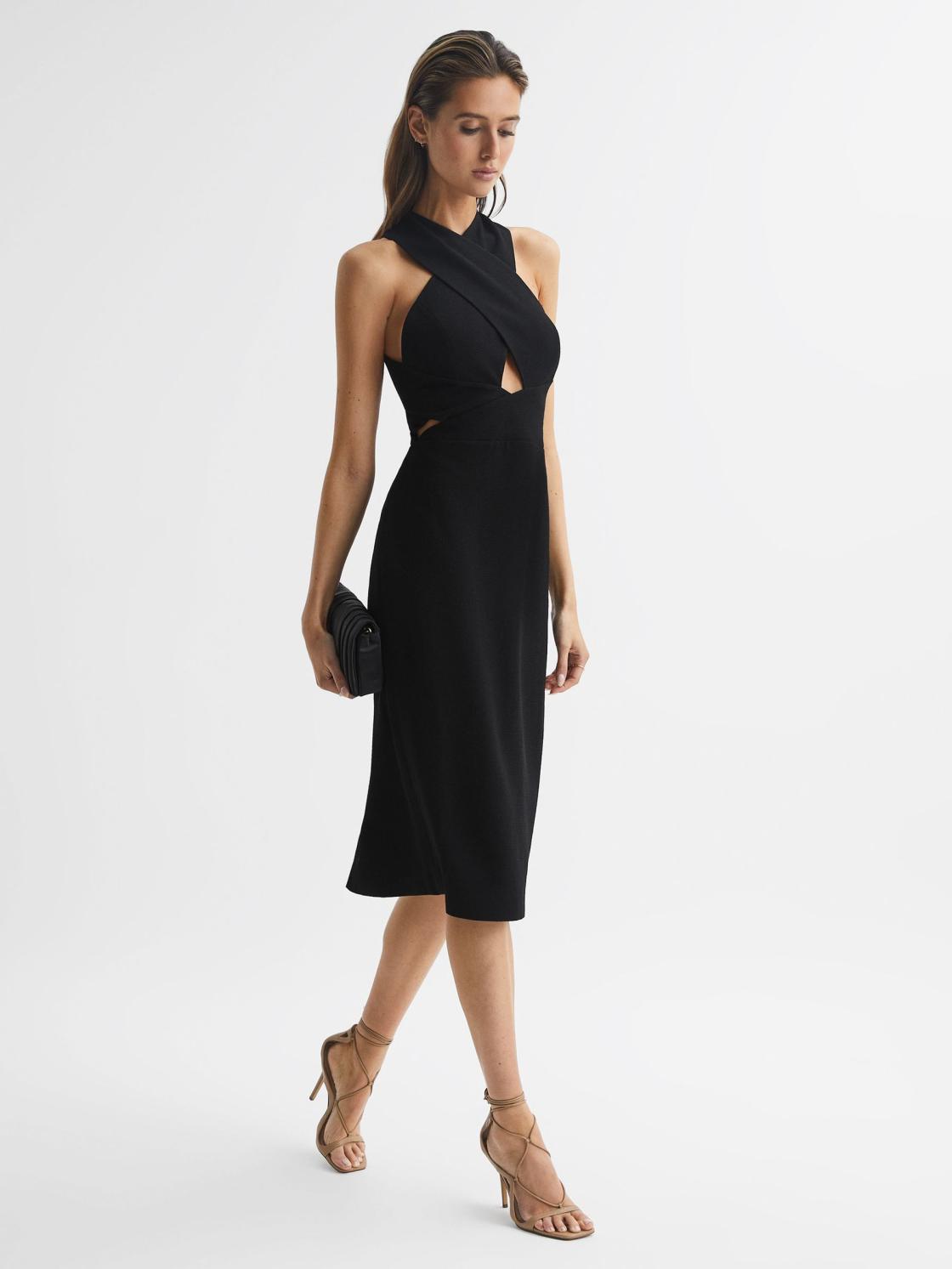 Reiss Dresses | Inez Bodycon Cut-Out Midi Dress Black - Women