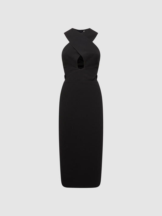 Reiss Dresses | Inez Bodycon Cut-Out Midi Dress Black - Women