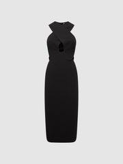 Reiss Dresses | Inez Bodycon Cut-Out Midi Dress Black - Women