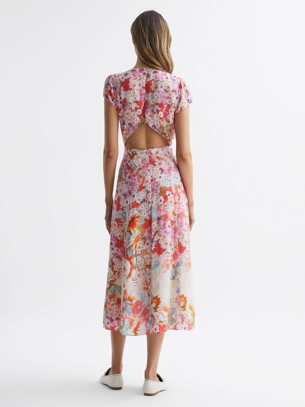 Reiss Dresses | Ivy Floral Print Midi Dress Pink - Women