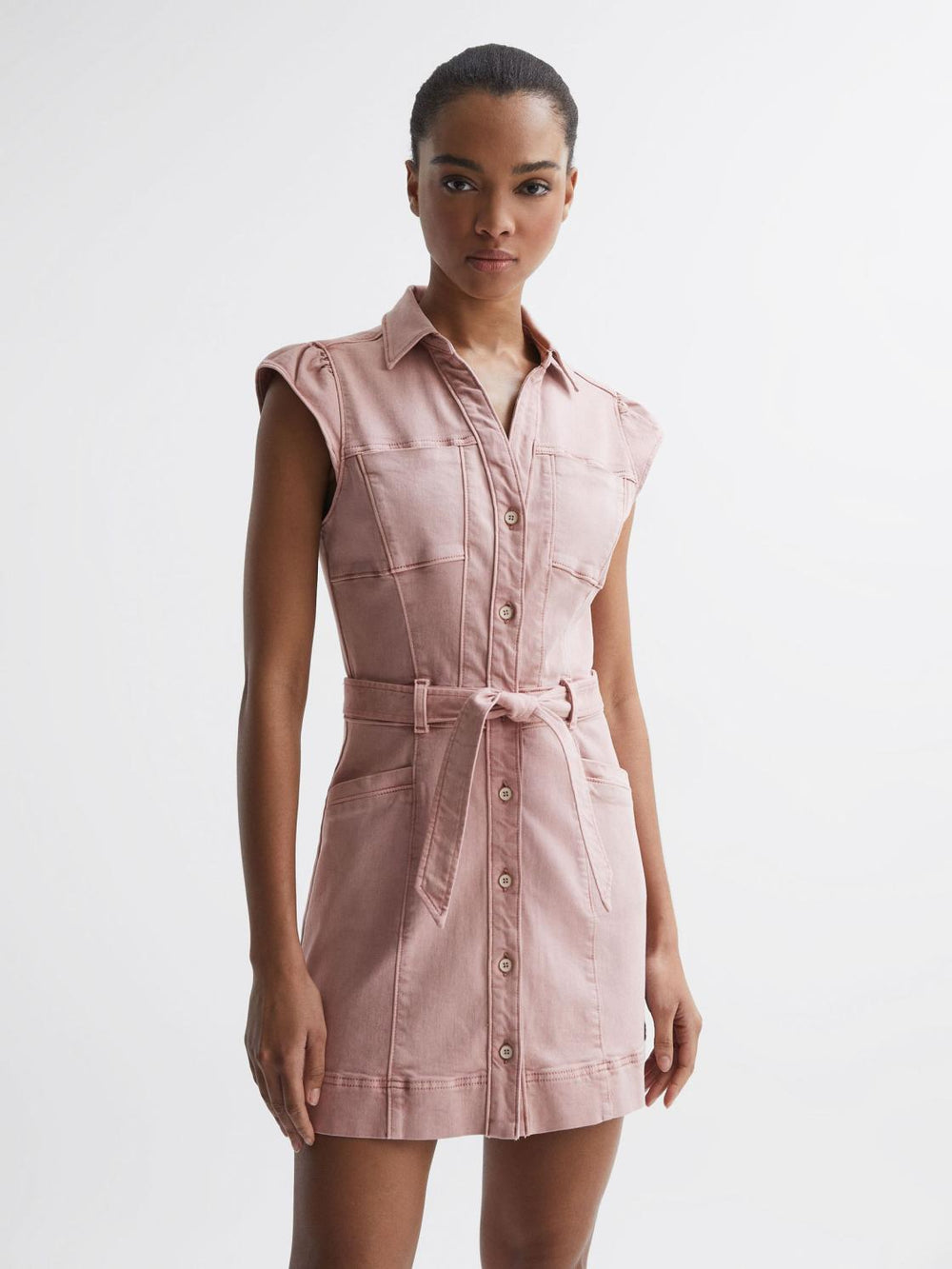 Reiss Dresses | Jaxsyn Paige Button Front Dress Vintage Rouge Glow - Women
