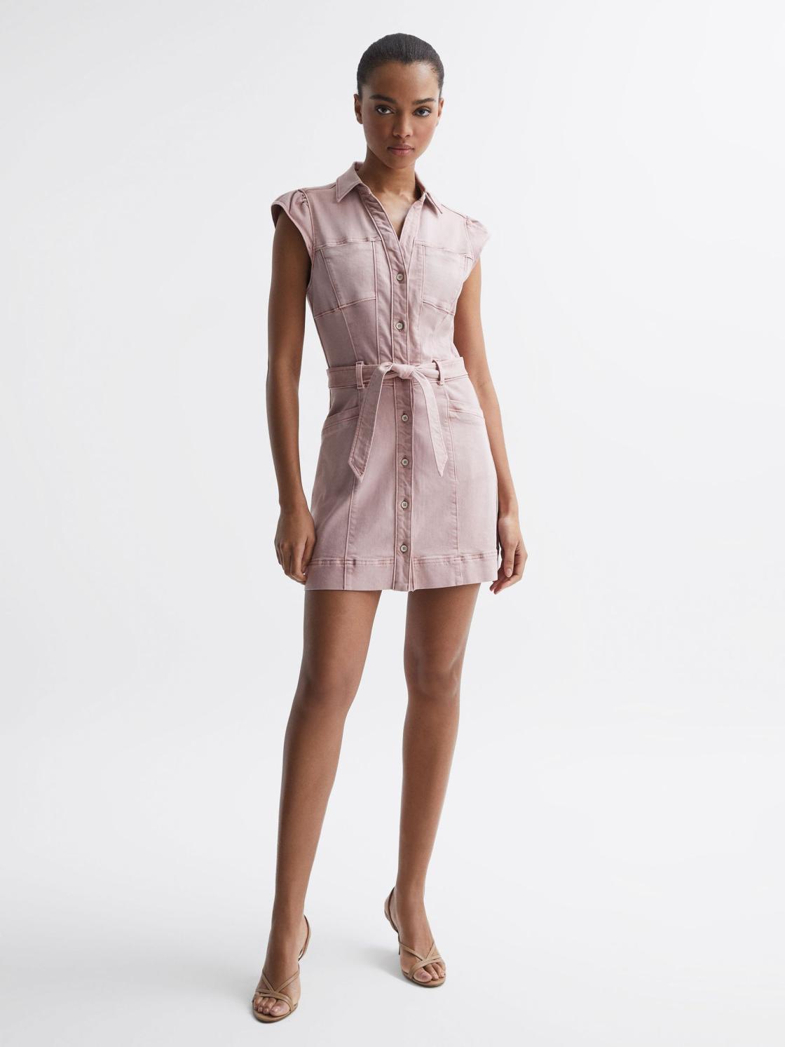 Reiss Dresses | Jaxsyn Paige Button Front Dress Vintage Rouge Glow - Women