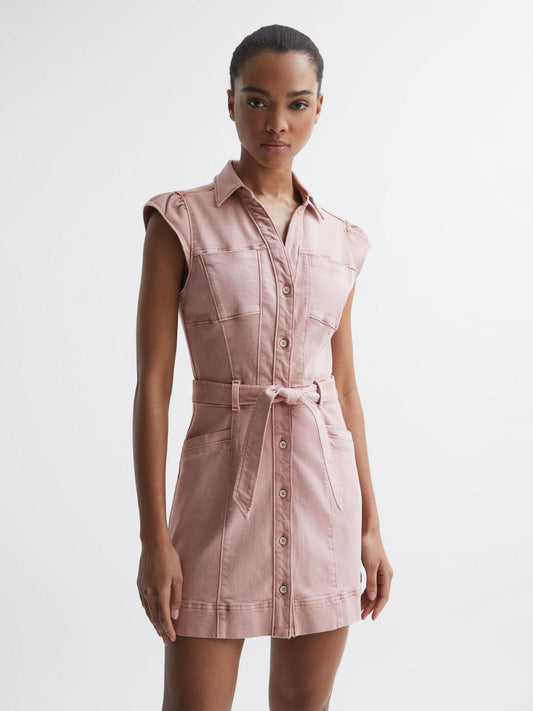 Reiss Dresses | Jaxsyn Paige Button Front Dress Vintage Rouge Glow - Women