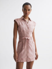 Reiss Dresses | Jaxsyn Paige Button Front Dress Vintage Rouge Glow - Women