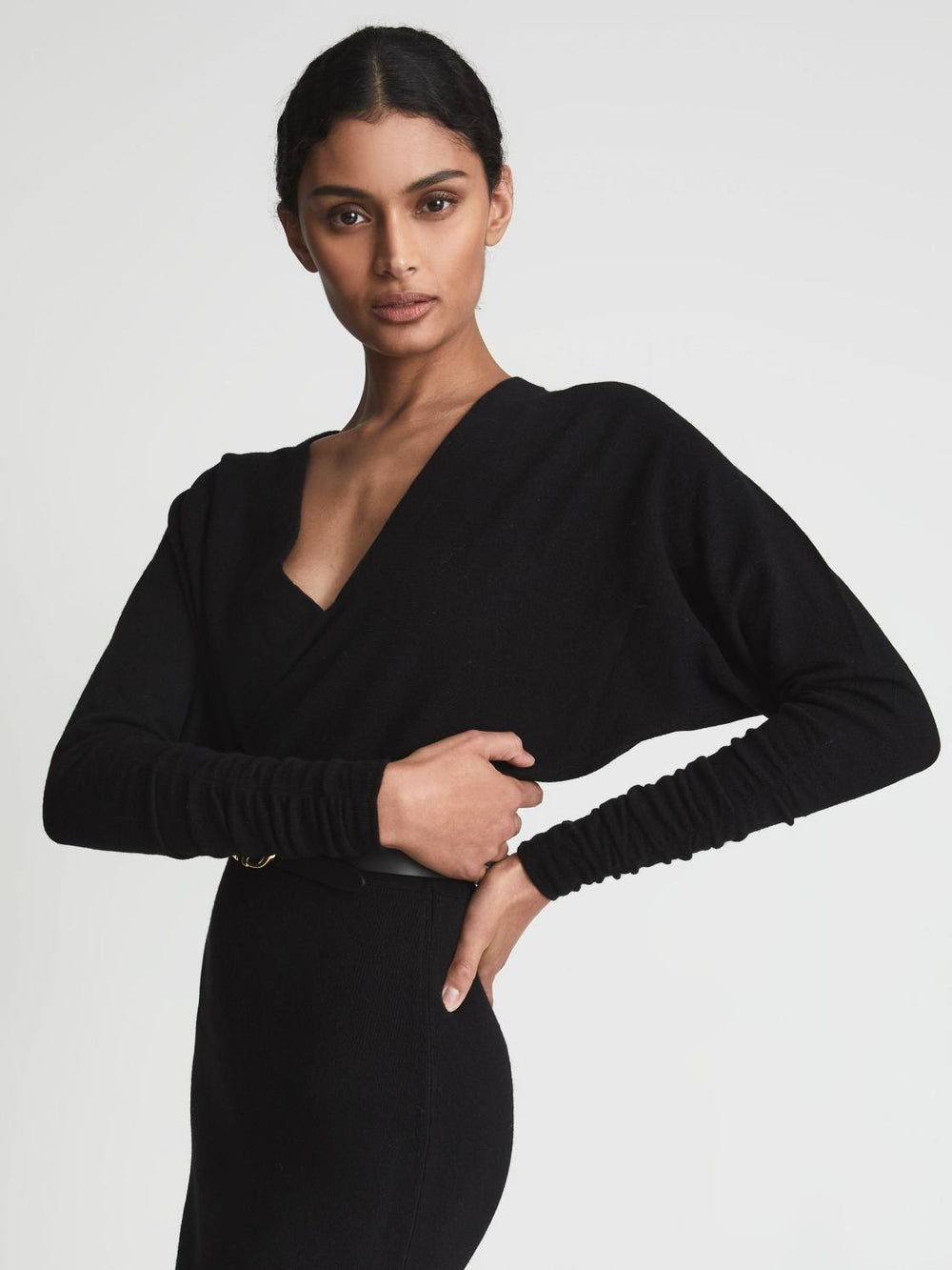Reiss Dresses | Jenna Cashmere Blend Ruched Sleeve Dress - Women