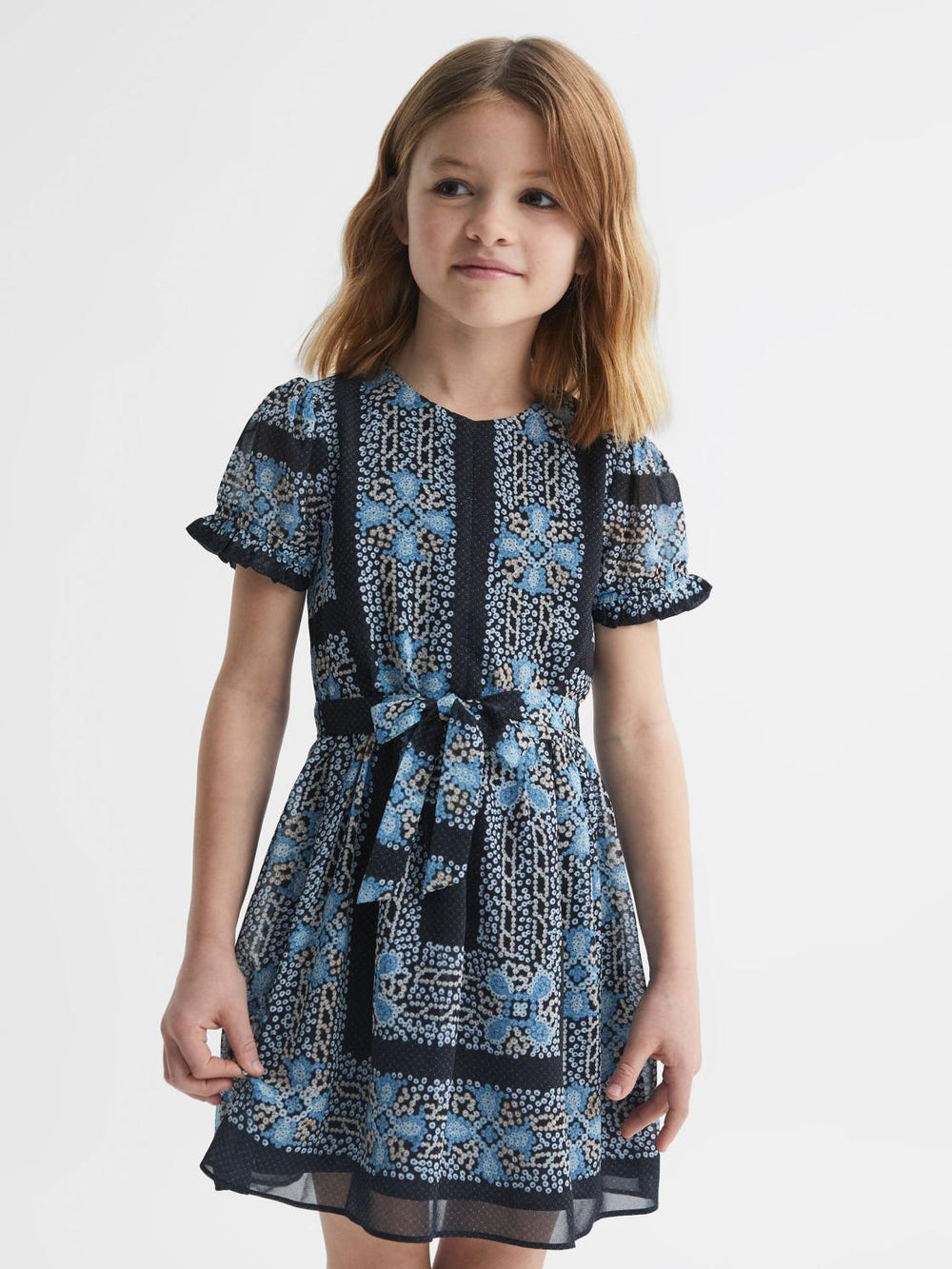 Reiss Dresses &amp; Jumpsuits | Alianna Floral Print Puff Sleeve Dress Navy - Children