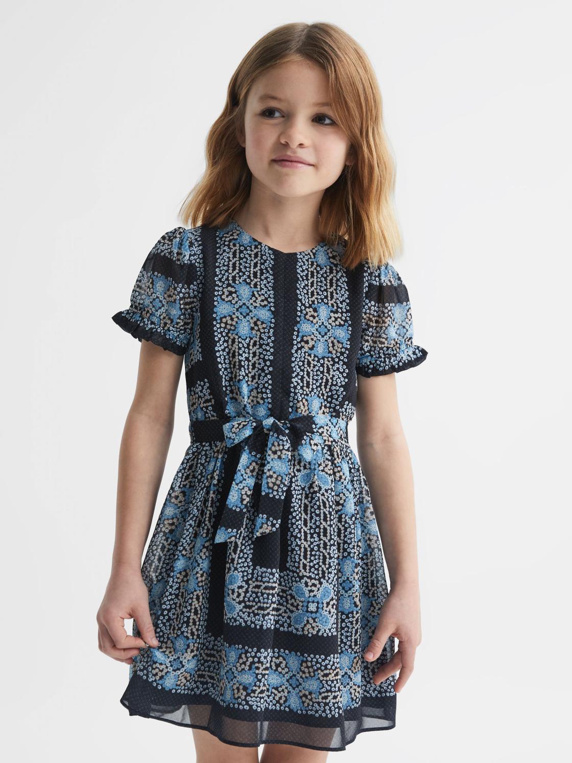 Reiss Dresses &amp; Jumpsuits | Alianna Floral Print Puff Sleeve Dress Navy - Children