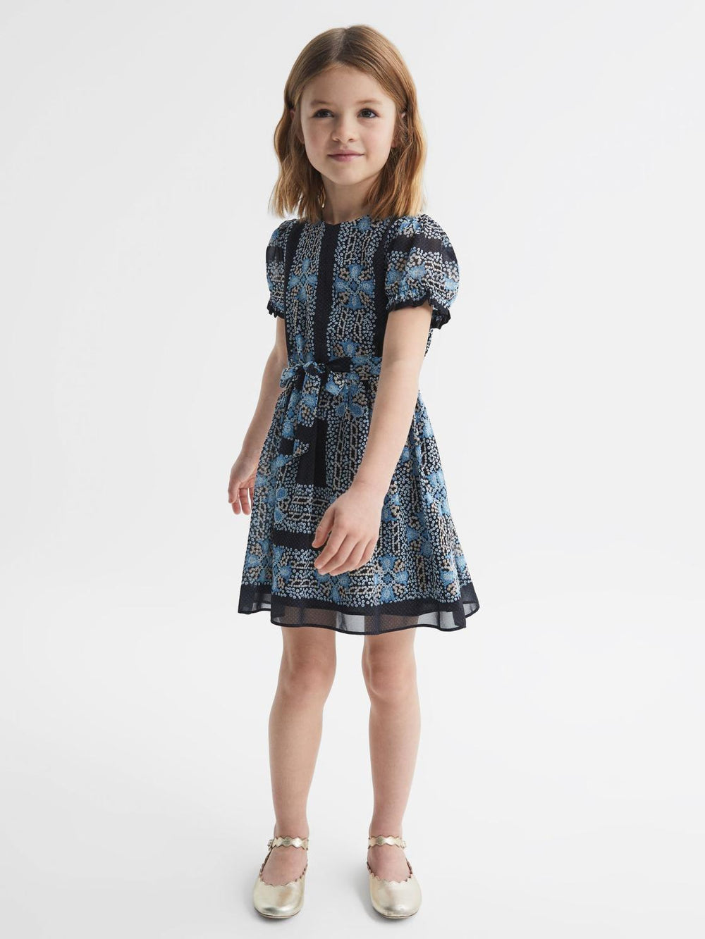 Reiss Dresses &amp; Jumpsuits | Alianna Floral Print Puff Sleeve Dress Navy - Children