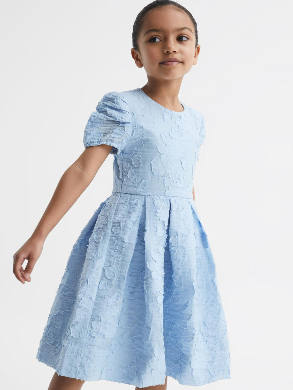 Reiss Dresses &amp; Jumpsuits | Amalie Floral Print Textured Dress Blue - Children